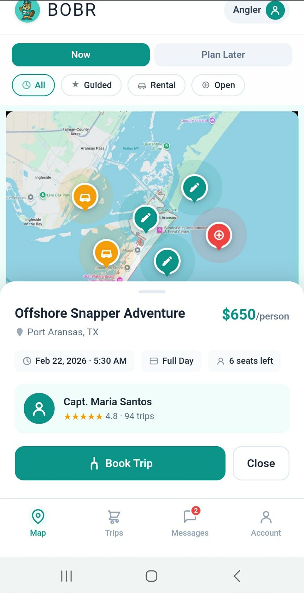 BOBR App - Angler View
